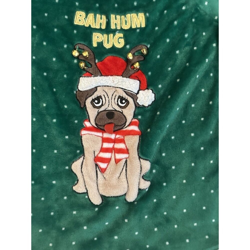 Secret Treasures Bah Hum Pug Christmas Pajama Plush Sweatshirt Pullover Large